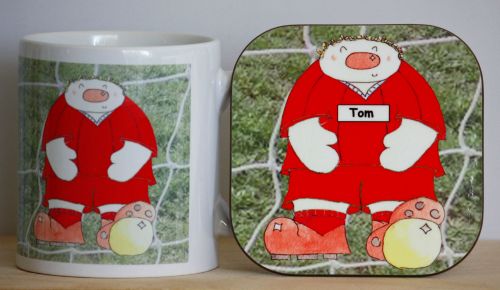 Personalised Novelty Footballer Mug & Coaster Gift Set