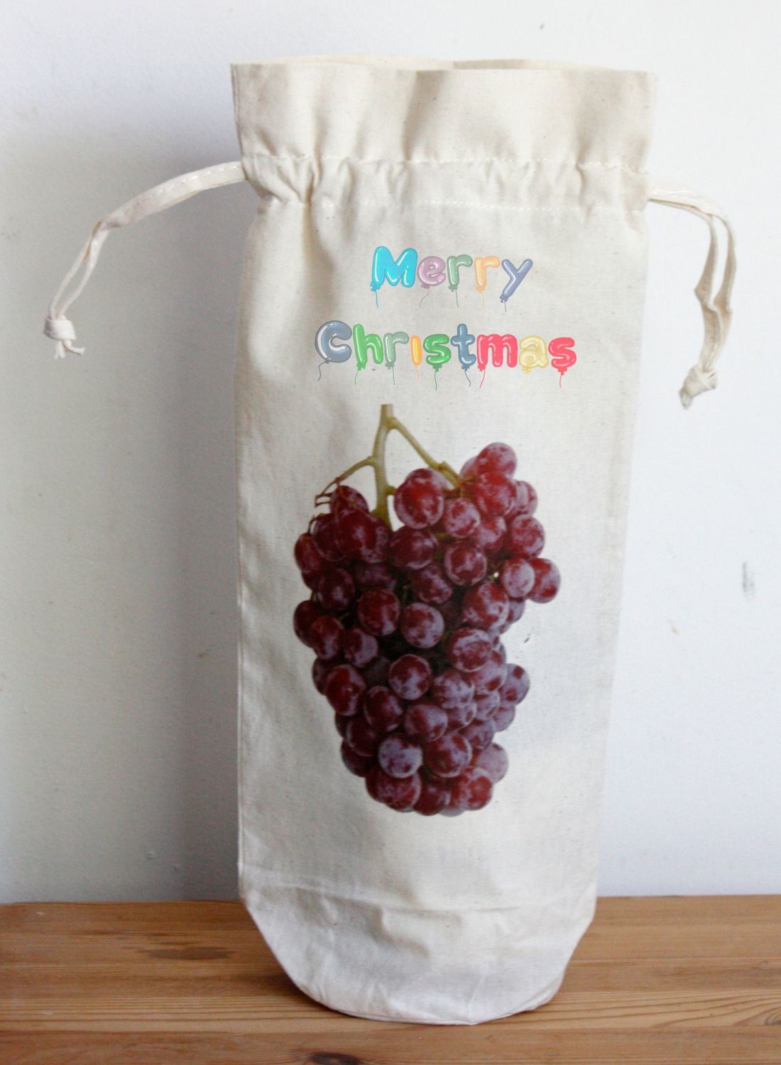 Bottle Bag - Merry Christmas (Draw String)