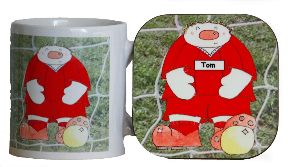 Personalised Novelty Footballer Mug & Coaster Gift Set