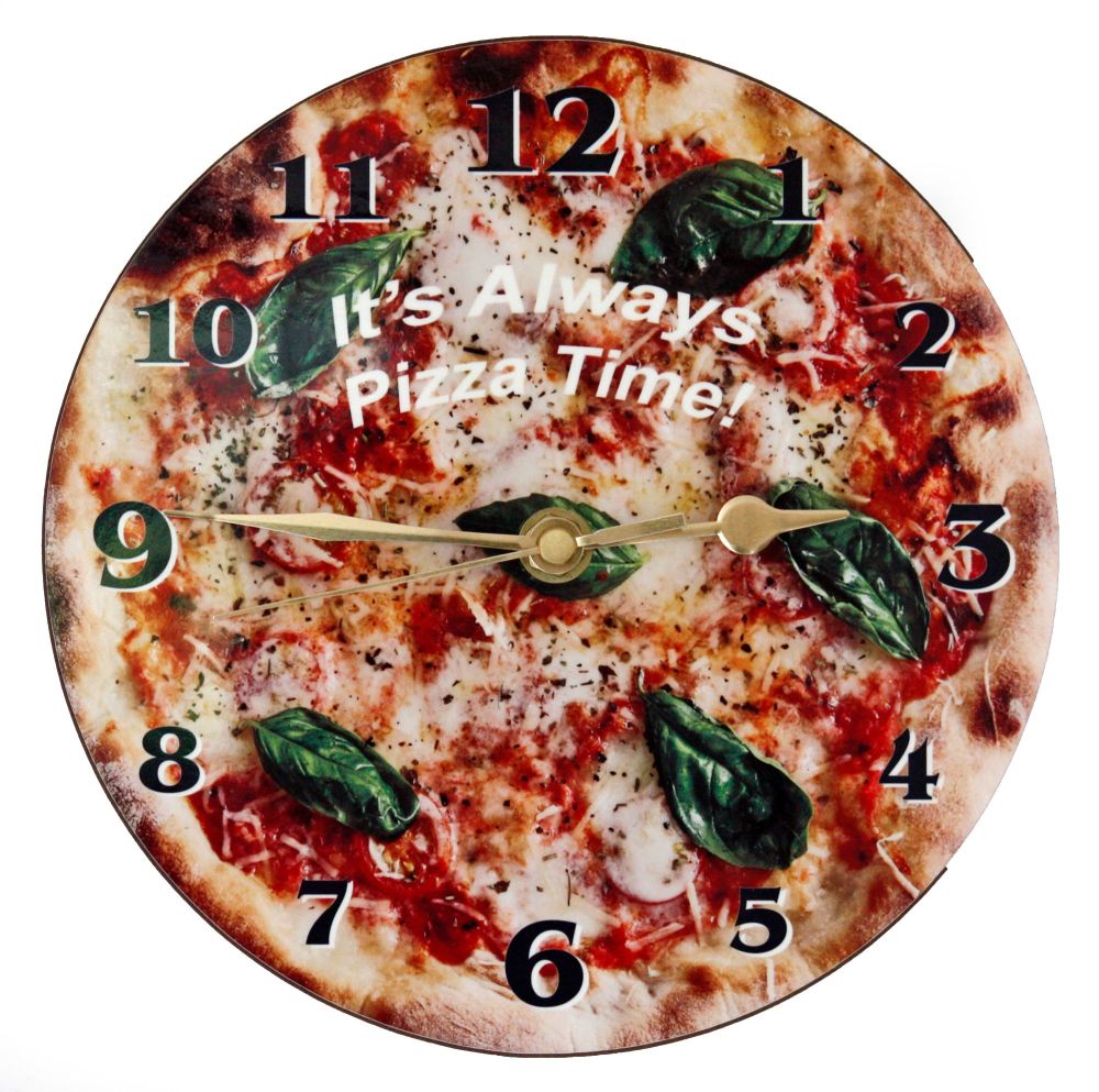 Pizza Wall Clock - Margherita with Text