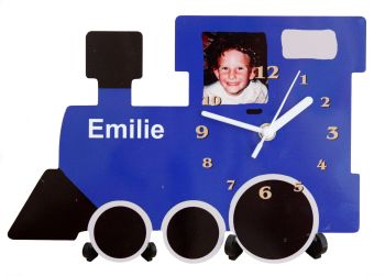 Personalised Blue Locomotive Desk Clock