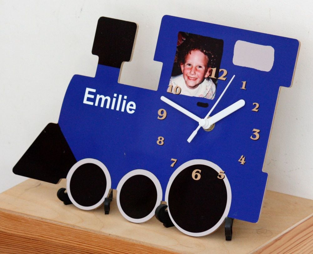 Personalised Blue Locomotive Clock