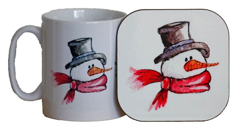 Christmas Snowman Mug & Coaster Gift set