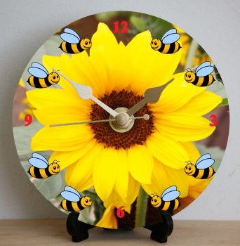 Bees around a Sunflower