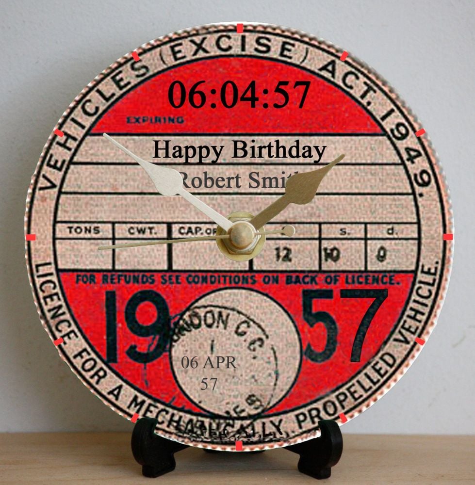 Personalised Car Tax Disc CD Clock
