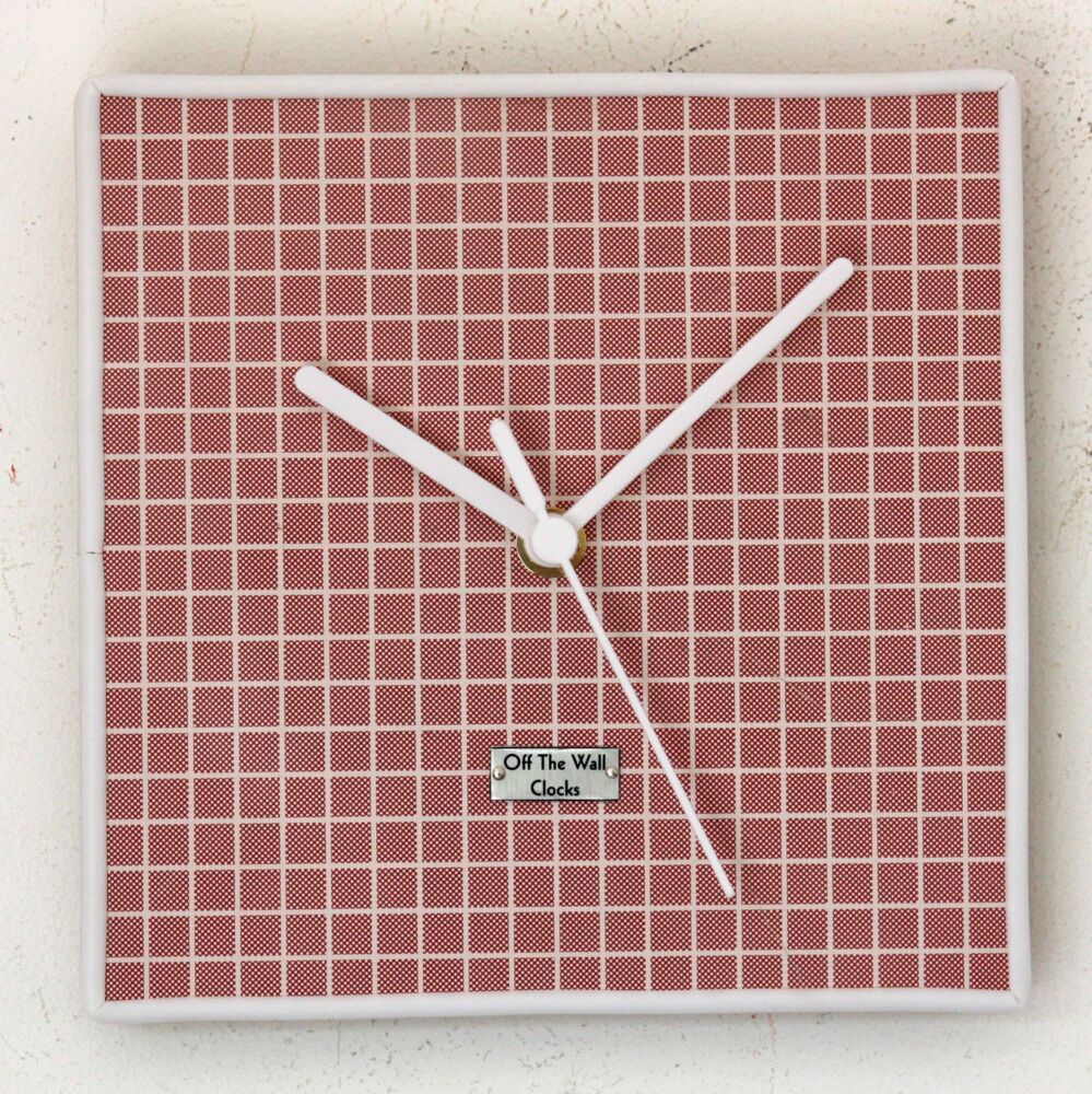 Red & White Metal Wall Clock
