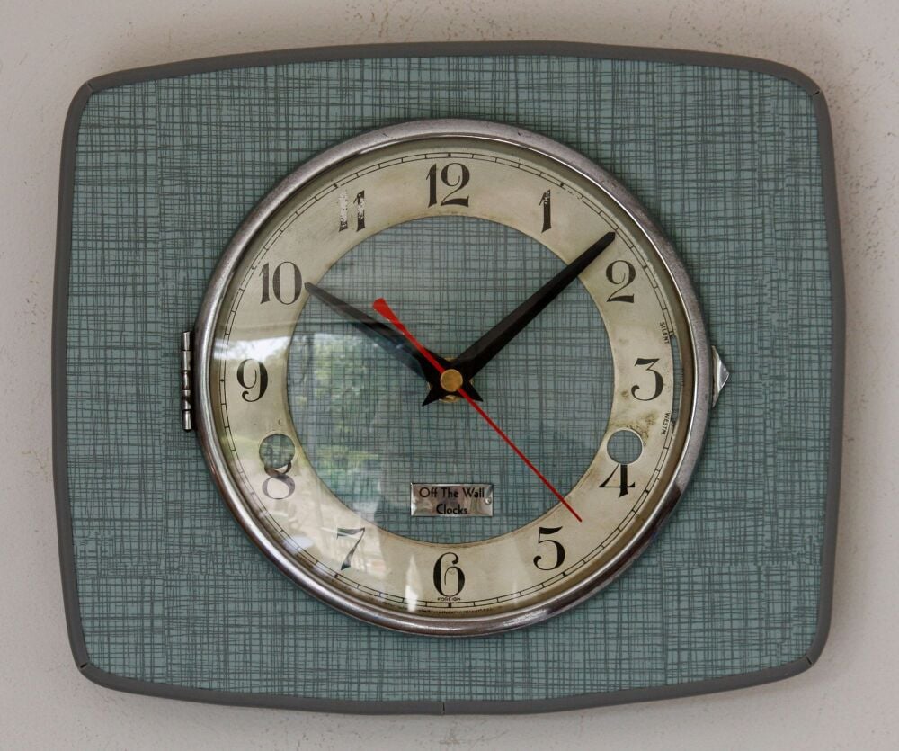 Grey Handmade Vintage French Formica Wall Clock