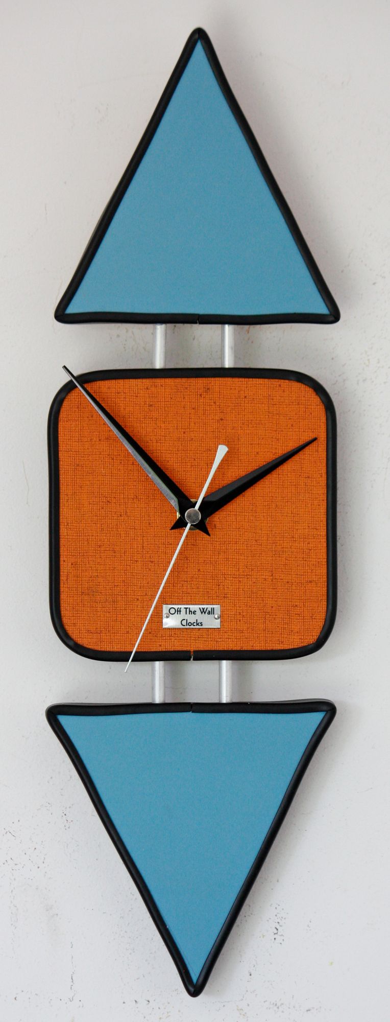 Handmade Formica Wall Clock (Orange and Blue)