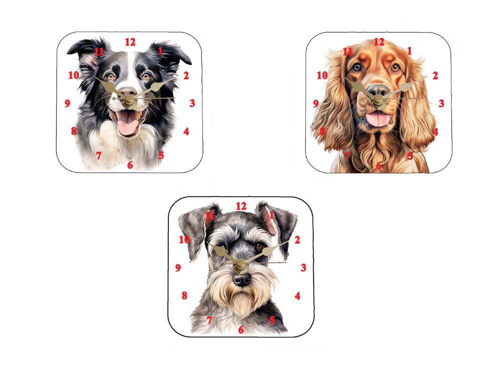 Dog Breed Square Desk Clocks