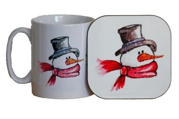 Christmas Snowman Mug and Coaster