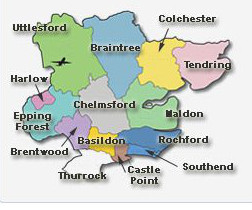 Small diagram of Essex showing Neighbourhood Watch Districts