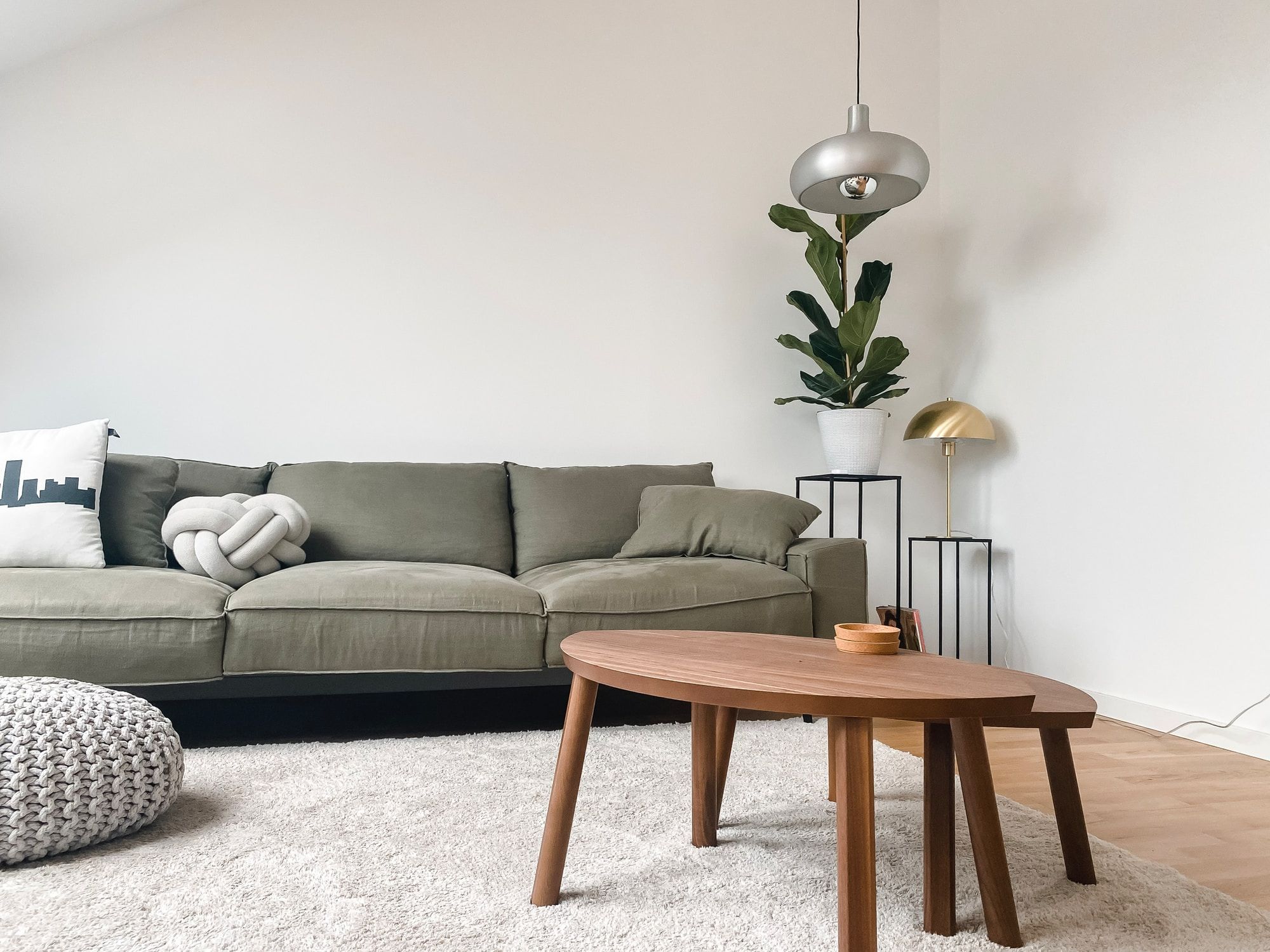 A bright living room decorated with Scandi Decor