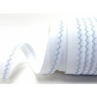 White and baby blue zigzag stitched bias binding