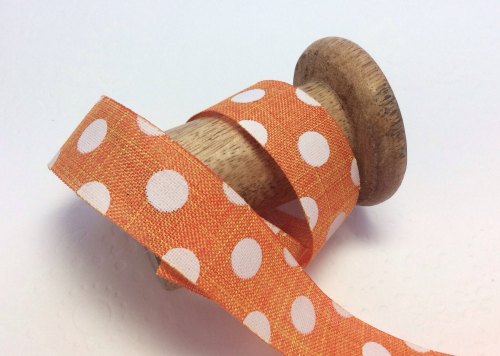 25mm satsuma dotty burlap ribbon 