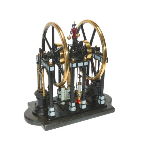 A fine model of a twin cylinder vertical steam pumping engine