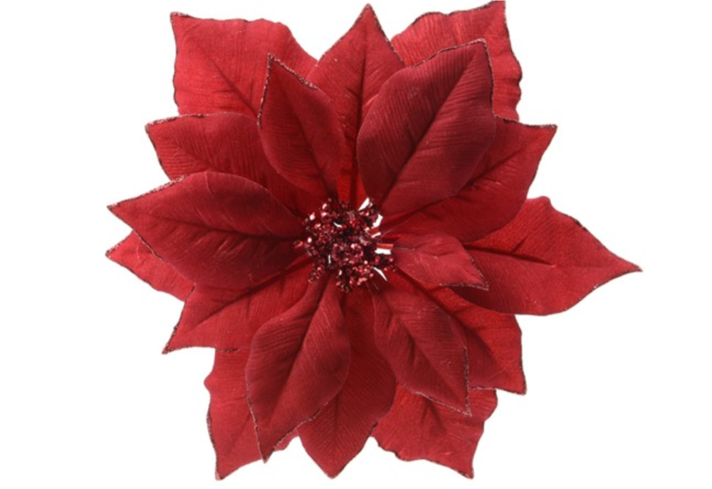 POINSETTA RED FABRIC ON CLIP