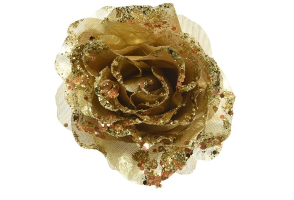 ROSE ON CLIP GOLD