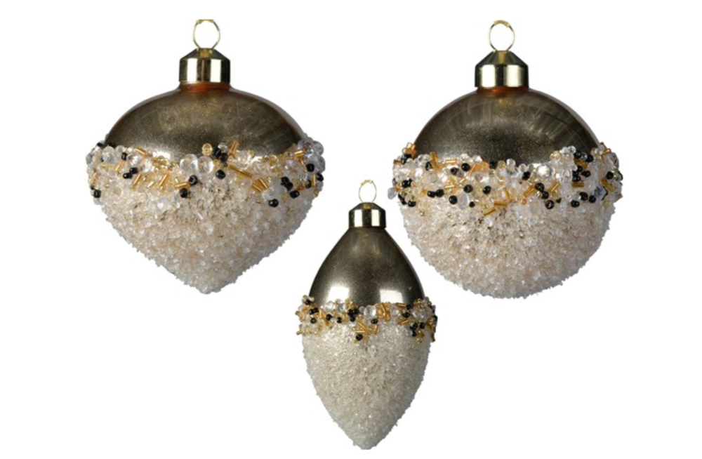 GOLD BAUBLE WITH SPARKLING FINISH
