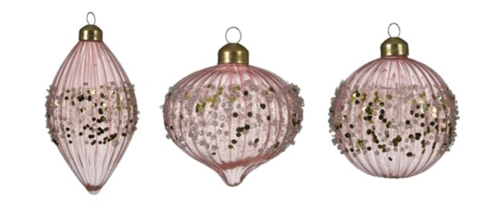 PINK BAUBLE WITH GLITTER BORDER