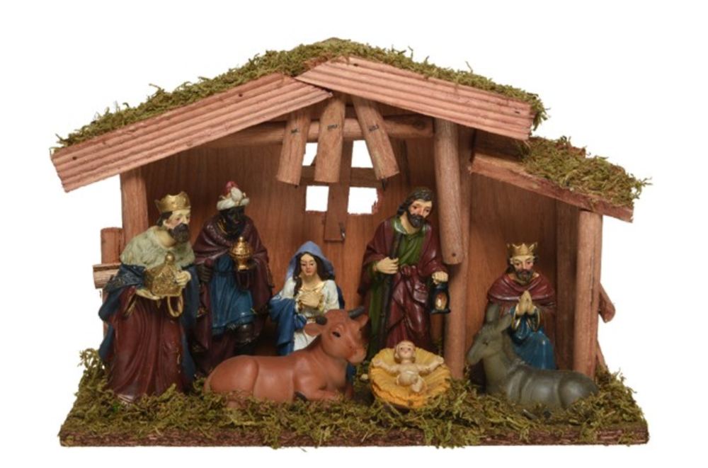 NATIVITY HOUSE WITH 8 FIGURES