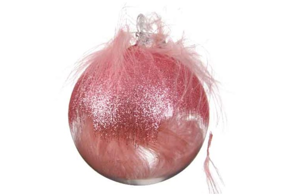 SHT.PRF. BAUBLE PINK WITH FEATHERS