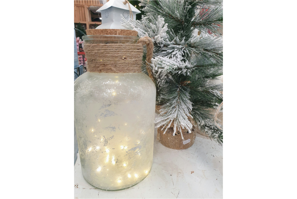 FROSTED JAR WITH LED LIGHTS