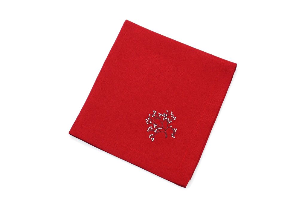 FROSTED  VILLAGE RED NAPKIN