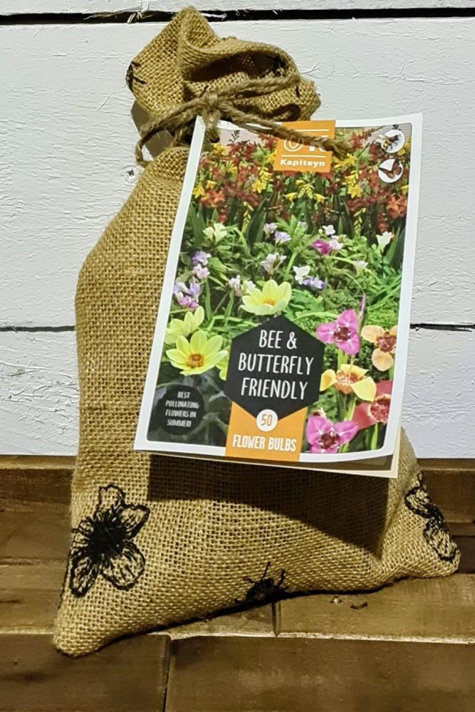 Jute Bag Flower Bulbs Be & Butterfly Friendly Bright Colours - 50 Bulbs