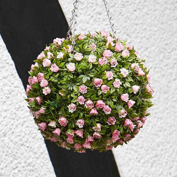 TOPIARY  PINK ROSE BALL 30 CM - ARTIFICIAL
