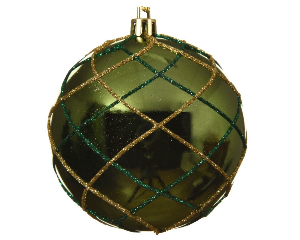 BAUBLE GOLD/GREEN CHECKED GLITTER