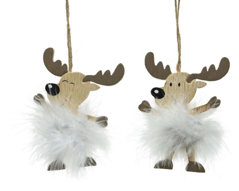DEER WOODEN WITH FEATHER