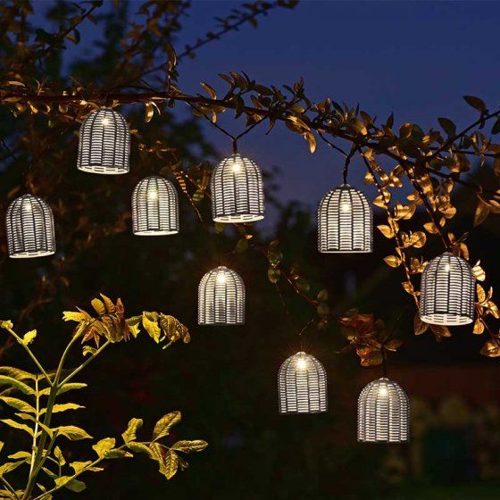 String of Solar Lights - Faux Rattan - Set of 10