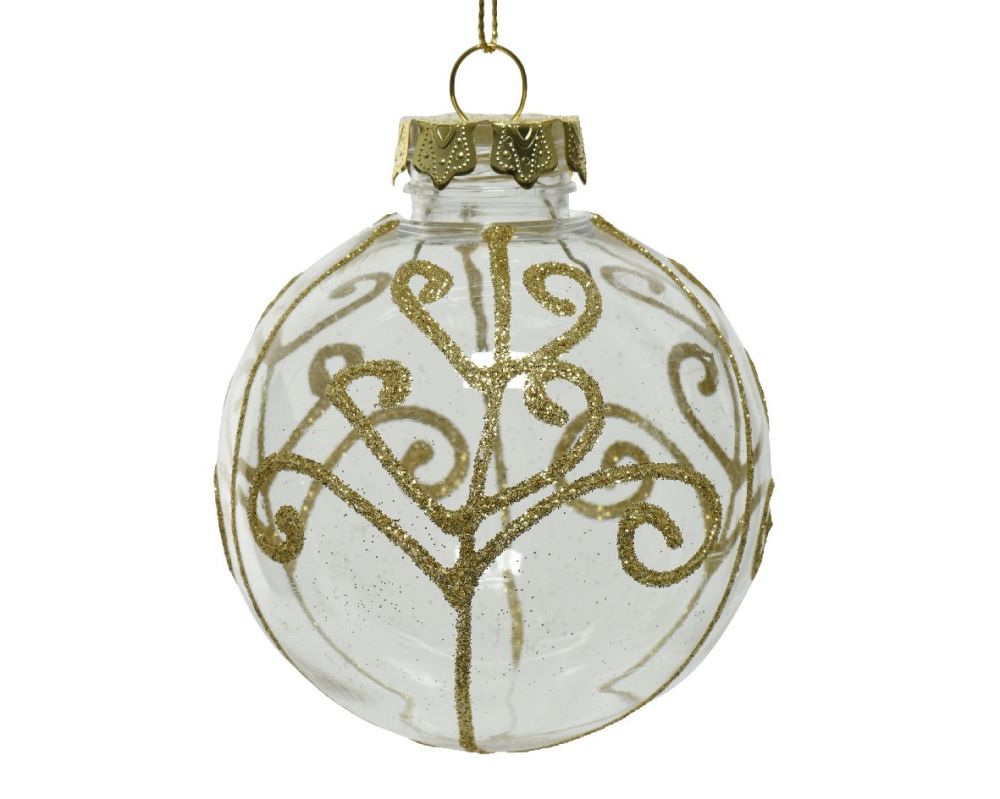 BAUBLE CLEAR WITH GOLD SWIRLS