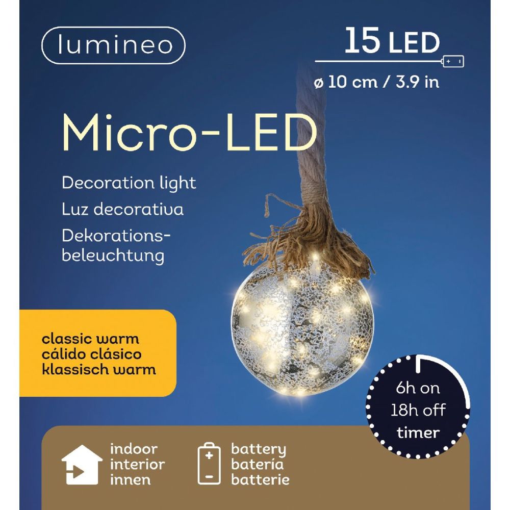 Micro LED Silver Crackling Ball - dia 10 cm