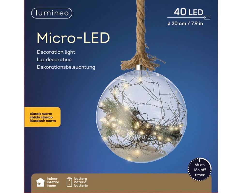 Micro LED Transparent Natural Ball - dia 20 cm