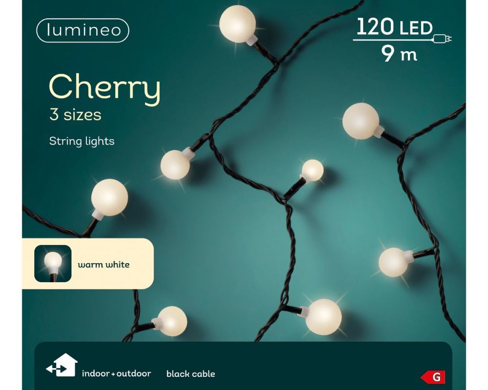 CHERRY LIGHTS - 120 LED -WARM WHITE- 3 BULBS SIZES