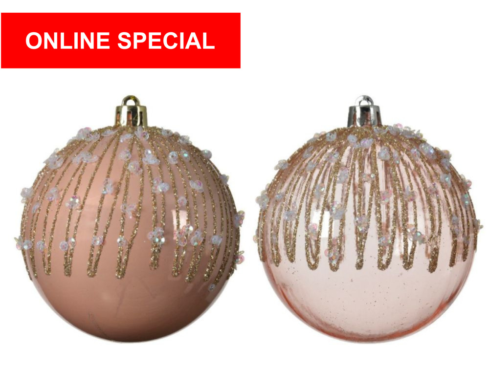 SET OF 2 BAUBLE PINK WITH PEARL