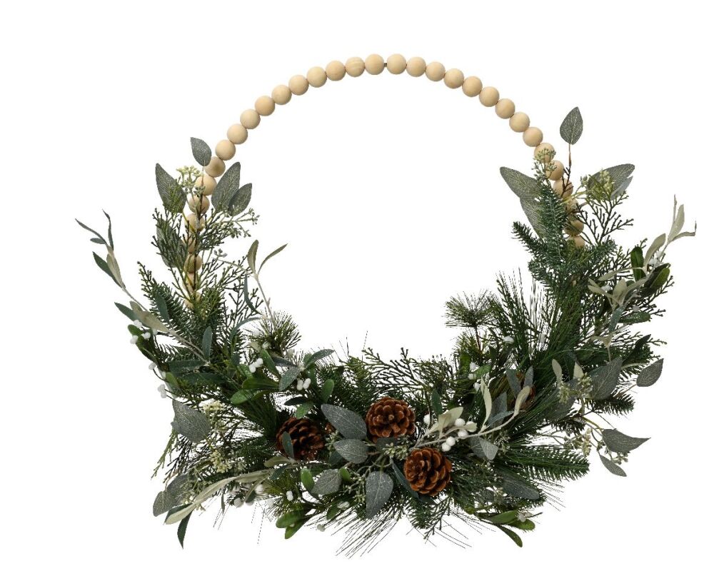 Modern Wreath with Wooden Beads