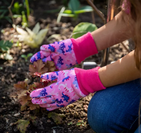 Dinosaur Pink Kids Gardening Gloves