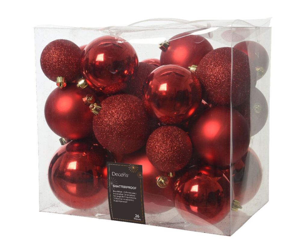 BAUBLES SHATTERPROOF - MIX of 26  Red