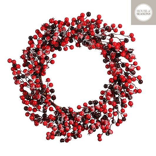 Wreath Red Berries Frosted