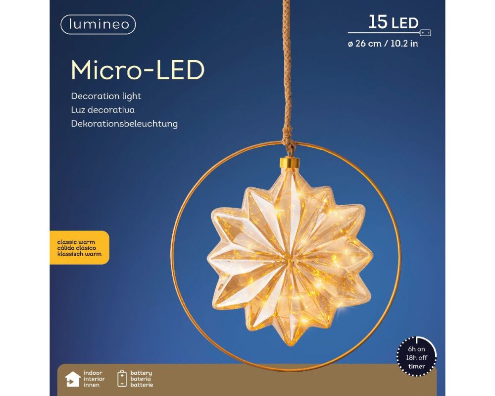 Micro LED Amber Pointed Star  - dia 26