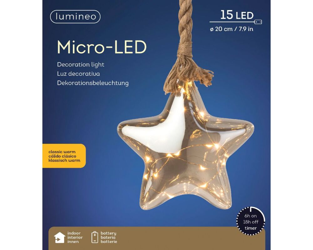 Micro LED Smokey Grey Star - dia 20 cm