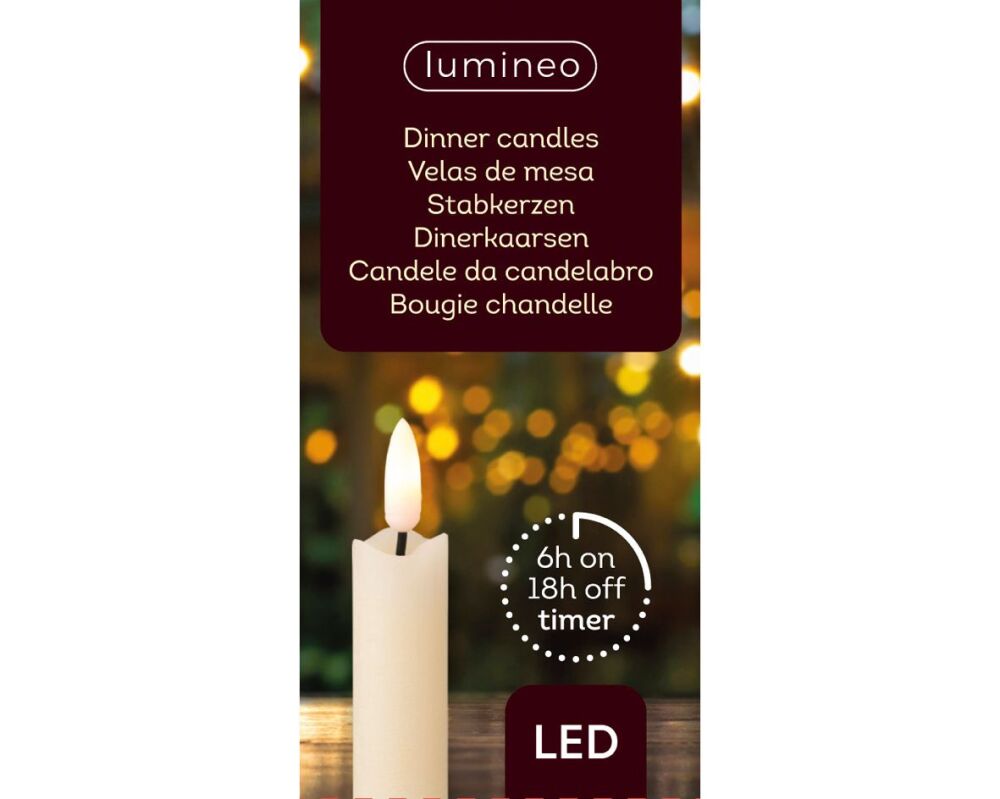 Led Wick Dinner Candle - box of 2 - Cream