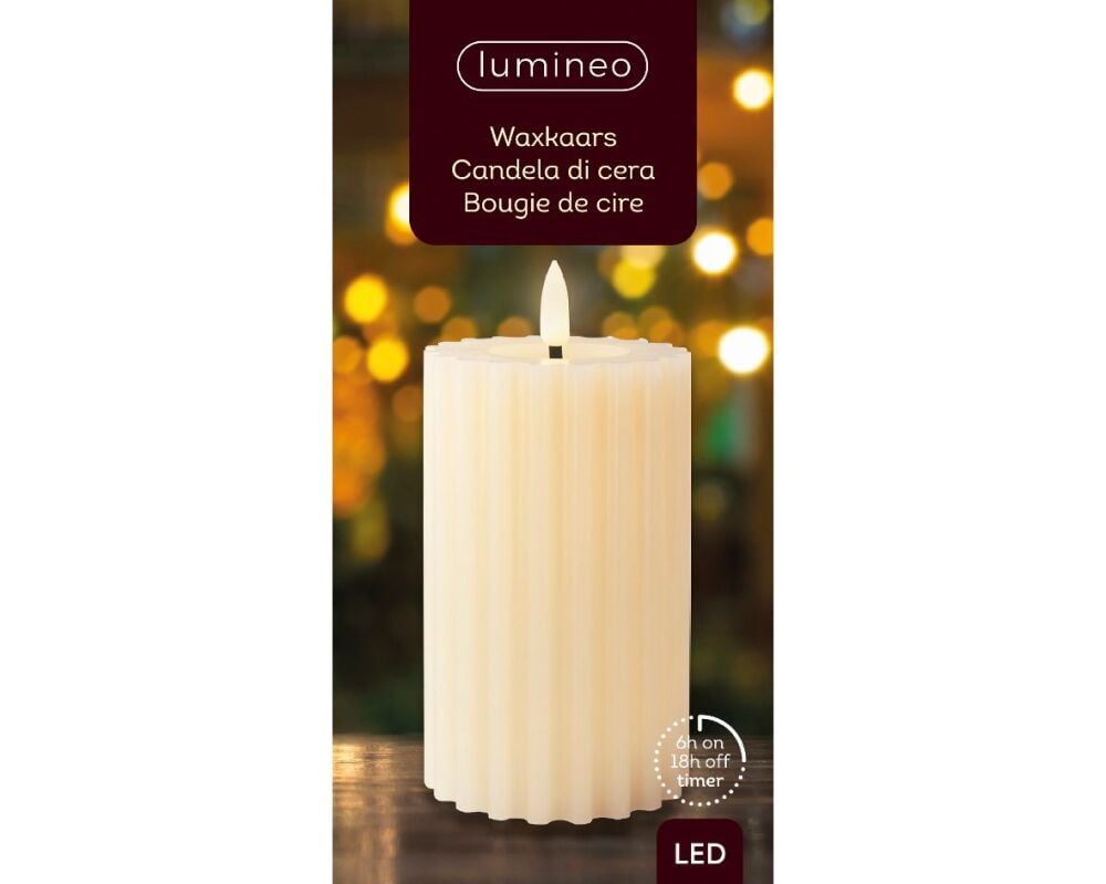 LED Waxed Carved Candle - Cream