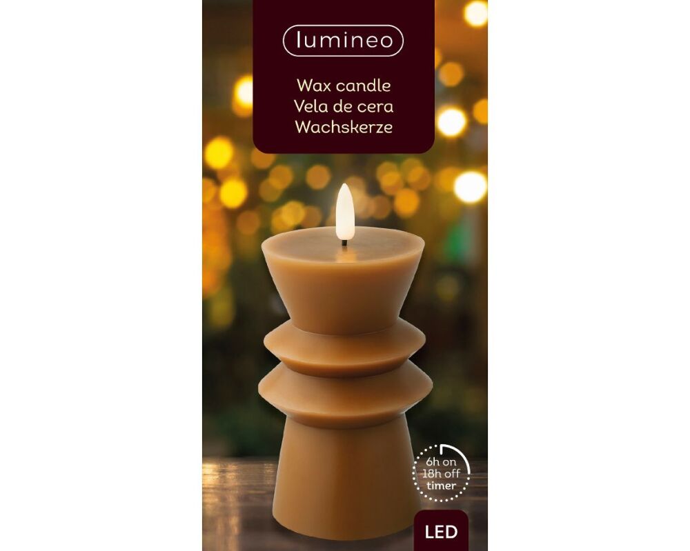 Led Wick Ripple Candle - Brown