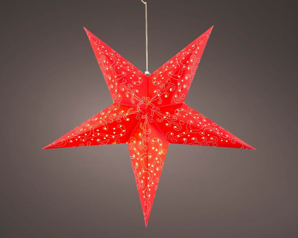 Christmas Paper LED Star - Red - dotted design