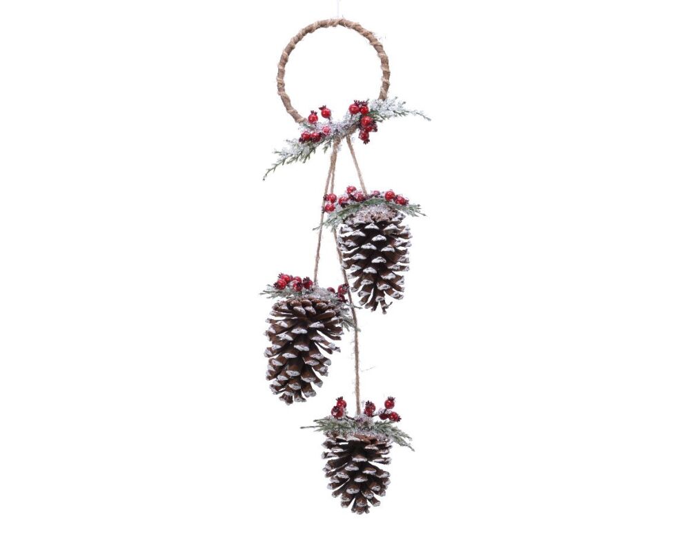 Hanger with Pinecones and Berries Frosted