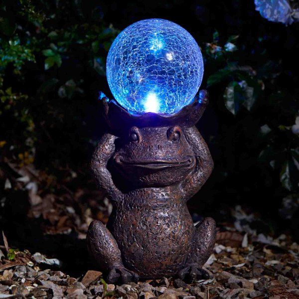 Solar  Garden Ornament - Gazing Frog
