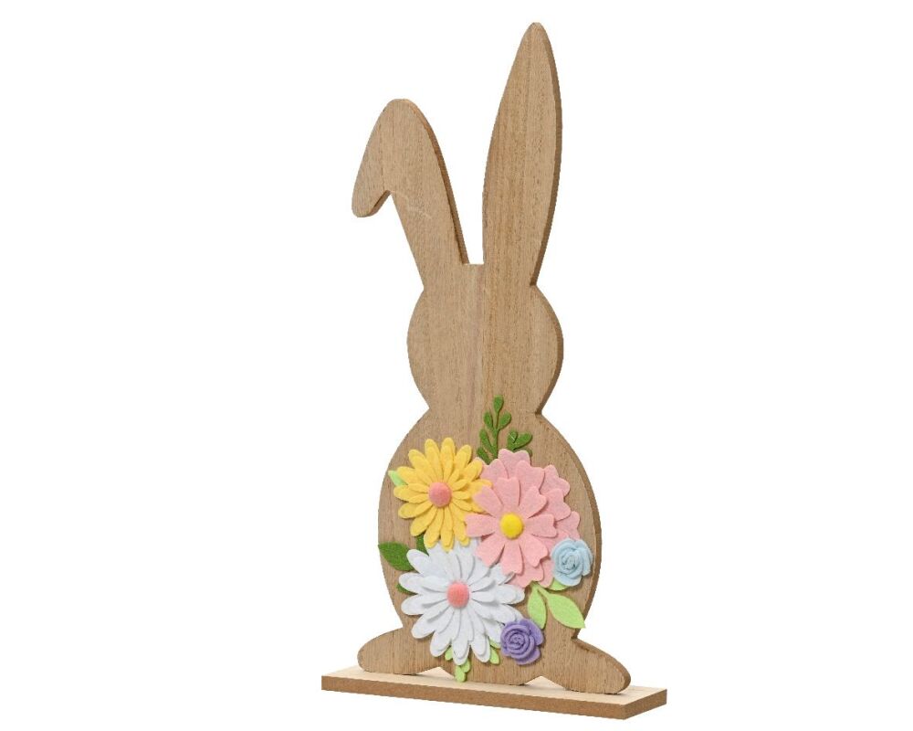 Wooden Bunny - Felt Flowers - Large